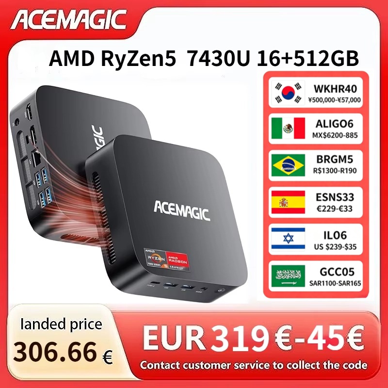 Pc Gaming Amd Ryzen 7 - ACEMAGIC AMD Ryzen 5 7430U Мини-ПК