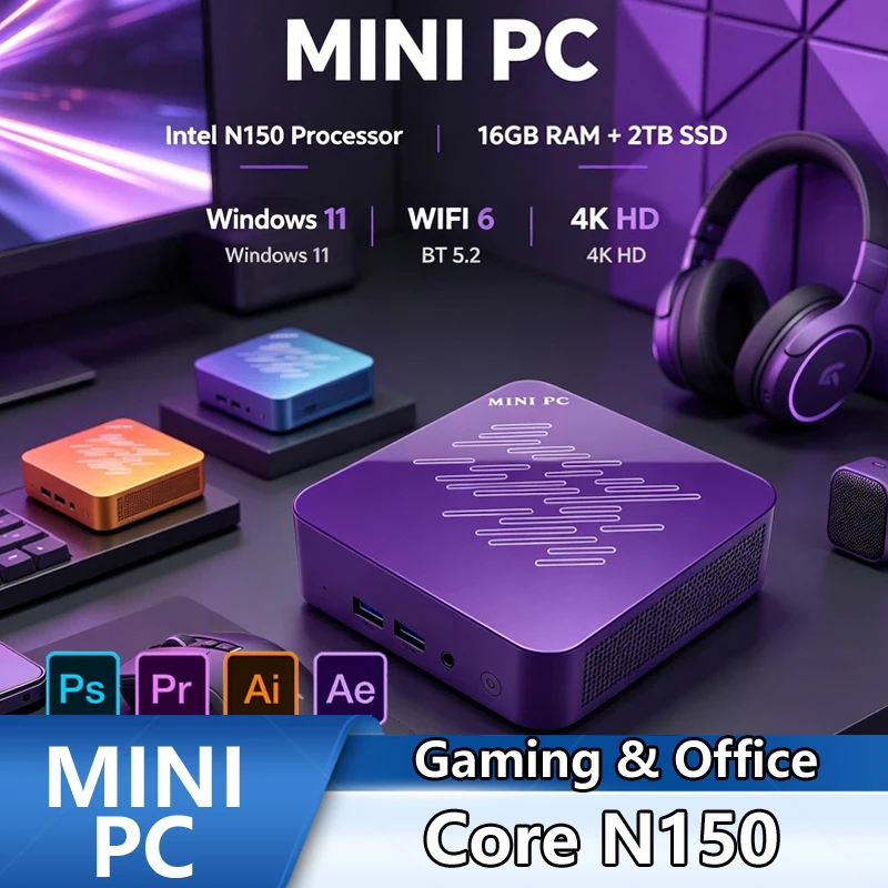 Pc Gaming Editing - Мини-ПК Deep Purple Intel N150 с